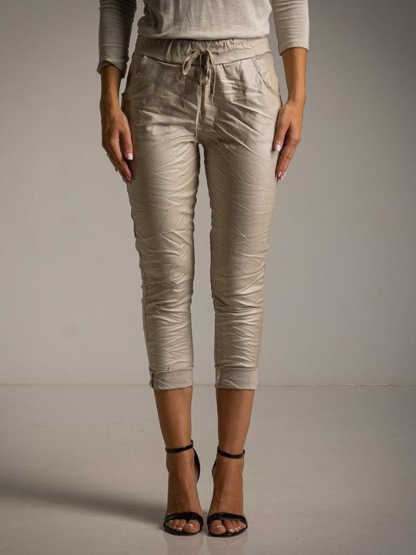 Pantalon encerado tiro alto mujer 